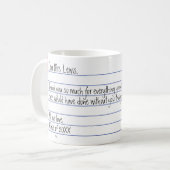 手書きモダンの手紙感謝先生 コーヒーマグカップ (正面左)