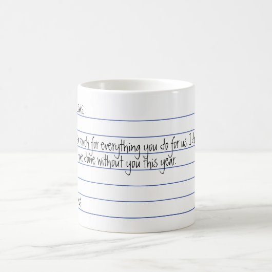 手書きモダンの手紙感謝先生 コーヒーマグカップ (中央)