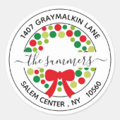 手書きモダンの書道のクリスマスアドレス ラウンドシール (正面)