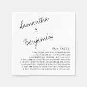 手書きモダンの白黒おもしろいファクト結婚ー スタンダードカクテルナプキン (正面)