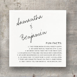 手書きモダンの白黒おもしろいファクト結婚ー スタンダードカクテルナプキン