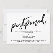手書きモダンの結婚カードが延期された 招待状 (正面)