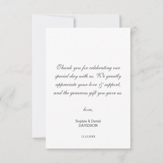 手書きモダンの結婚写真ありがとうごスクリプト サンキューカード (裏面)
