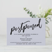 手書きモダンの結婚延期された青いカード 招待状 (スタンド正面)