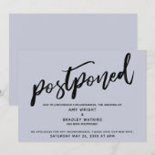 手書きモダンの結婚延期された青いカード 招待状 (正面/裏面)