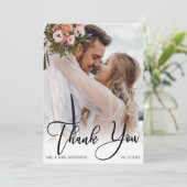 手書きモダンの結婚2写真ありがとう カード (スタンド正面)