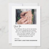 手書きモダンの結婚2写真ありがとう カード (裏面)