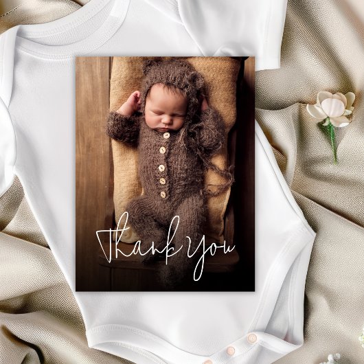 手書きモダンの赤ちゃんシャワー写真ありがとう ポストカード