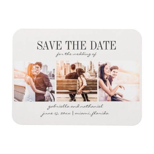 手書きモダンの3枚の写真を救作成 マグネット (横)