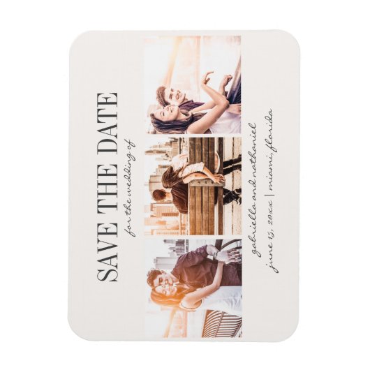 手書きモダンの3枚の写真を救作成 マグネット (縦)