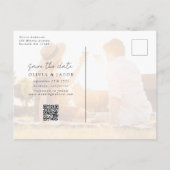 手書きモダンの6写真結婚式の日付を保存 案内ポストカード (裏面)