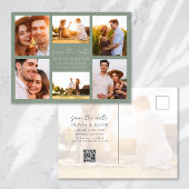 手書きモダンの6写真結婚式の日付を保存 案内ポストカード