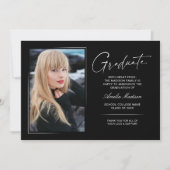 手書きモダンインクスクリプト卒業生2写真 案内状 (正面)