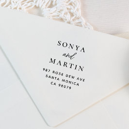 手書きモダンカップル名差出人住所 ラバースタンプ