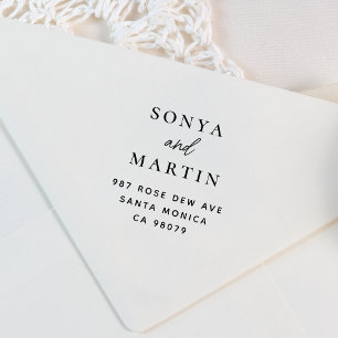 手書きモダンカップル名差出人住所 ラバースタンプ