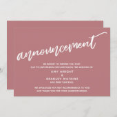 手書きモダンキャンセル結婚の埃っぽいバラ 招待状 (正面/裏面)