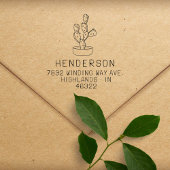 手書きモダンサボテンのファミリ差出人住所 ラバースタンプ