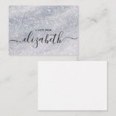 手書きモダンスエレガントクリプト名グリッター ノートカード (正面/裏面)