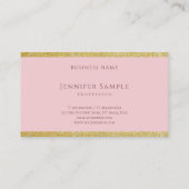 手書きモダンスクリプエレガントトのピンクの金ゴールドプレーン 名刺 (裏面)