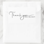 手書きモダンスクリプトありがとうご協力 長方形シール (バッグ)