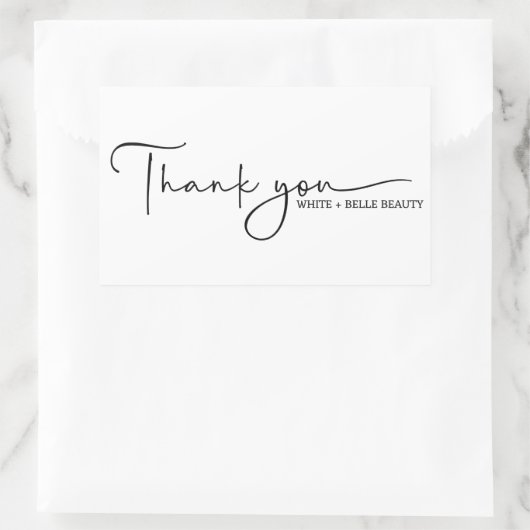 手書きモダンスクリプトありがとうご協力 長方形シール (バッグ)