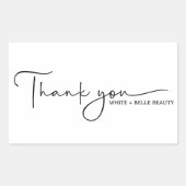 手書きモダンスクリプトありがとうご協力 長方形シール (正面)