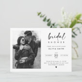 手書きモダンスクリプトのフォトブライダルシャワー 招待状 (スタンド正面)