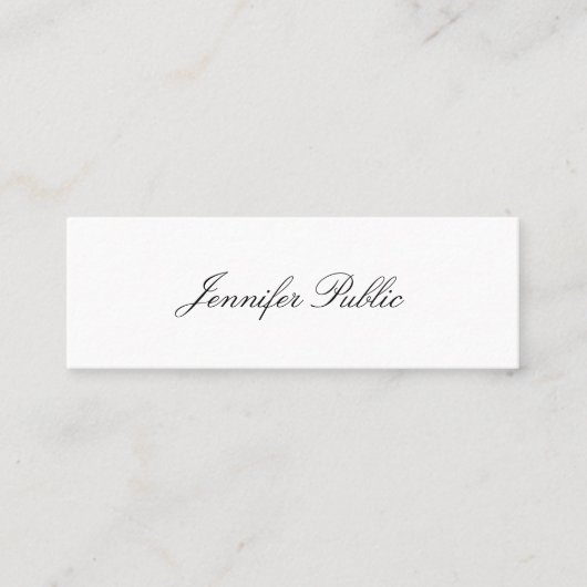 手書きモダンスクリプトのミニマルプロフェッショナル スキニー名刺 (正面)