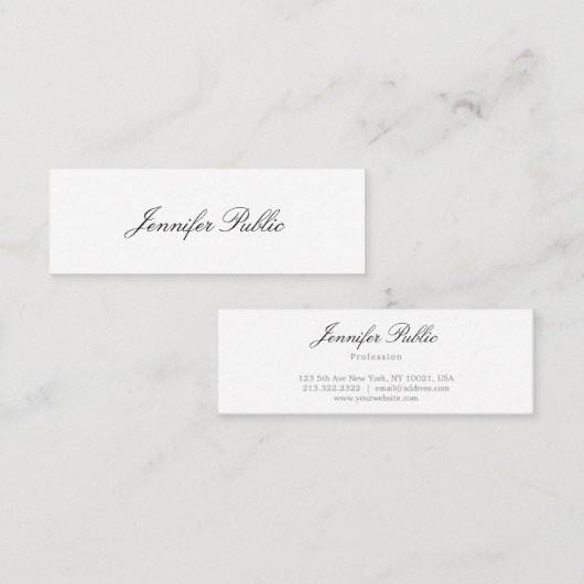 手書きモダンスクリプトのミニマルプロフェッショナル スキニー名刺 (正面/裏面)