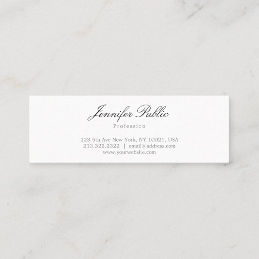 手書きモダンスクリプトのミニマルプロフェッショナル スキニー名刺 (裏面)