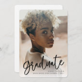 手書きモダンスクリプトの卒業発表 セーブザデート (正面/裏面)