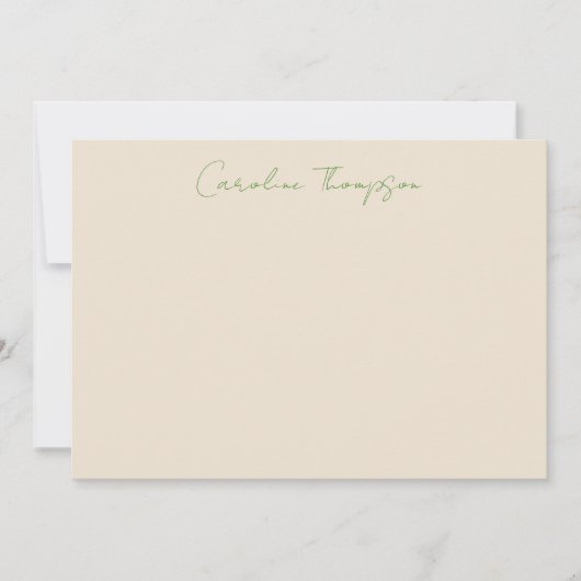 手書きモダンスクリプトの緑の名パーソナライズされた前 ノートカード (正面)