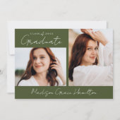 手書きモダンスクリプトオリーブ3写真卒業 案内状 (正面)