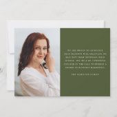 手書きモダンスクリプトオリーブ3写真卒業 案内状 (裏面)