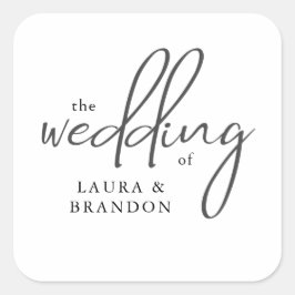 手書きモダンスクリプトカスタムウェディング スクエアシール