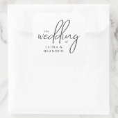 手書きモダンスクリプトカスタムウェディング スクエアシール (バッグ)