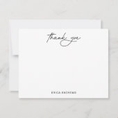 手書きモダンスクリプトサンキューフラット ノートカード (正面)