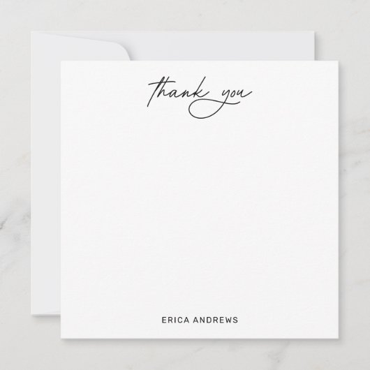 手書きモダンスクリプトサンキューフラット ノートカード (正面)