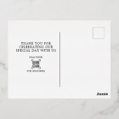 手書きモダンスクリプトダスティブルーありがとう 箔シーズンポストカード (裏面)