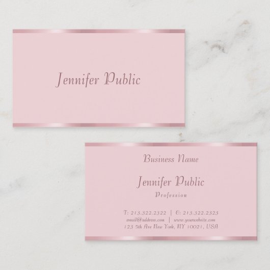 手書きモダンスクリプトバラ金ゴールドシックテンプレート 名刺 (正面/裏面)