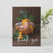 手書きモダンスクリプトフォトベビーありがとう 案内状 (スタンド正面)