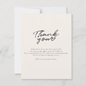 手書きモダンスクリプトフォト結婚の感謝 ノートカード (裏面)