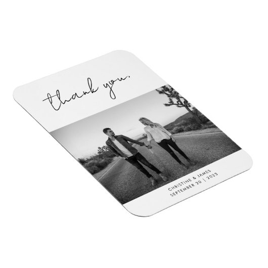 手書きモダンスクリプトフォト結婚の感謝 マグネット (右側)