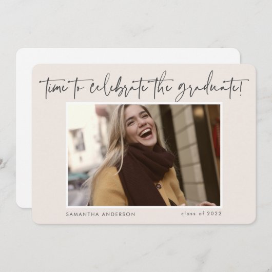 手書きモダンスクリプトフォト2022卒業 招待状 (正面/裏面)