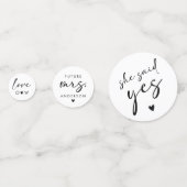 手書きモダンスクリプトブライダルシャワーのデコール コンフェッティ (正面)