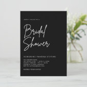 手書きモダンスクリプトブラックブライダルシャワー 招待状 (スタンド正面)