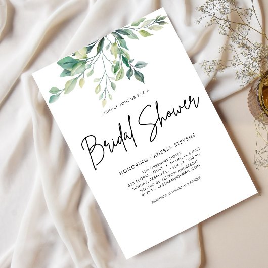 手書きモダンスクリプトブラックブライダルシャワー 招待状