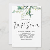 手書きモダンスクリプトブラックブライダルシャワー 招待状 (正面)