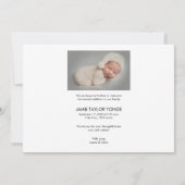 手書きモダンスクリプトベビー写真誕生 サンキューカード (裏面)