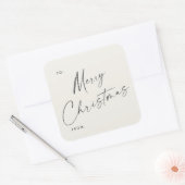 手書きモダンスクリプトメリークリスマスギフトラベル スクエアシール (封筒)